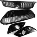 Gloss Black Honeycomb Front Grille & Fog Light Cover Full Kit – Ford Focus