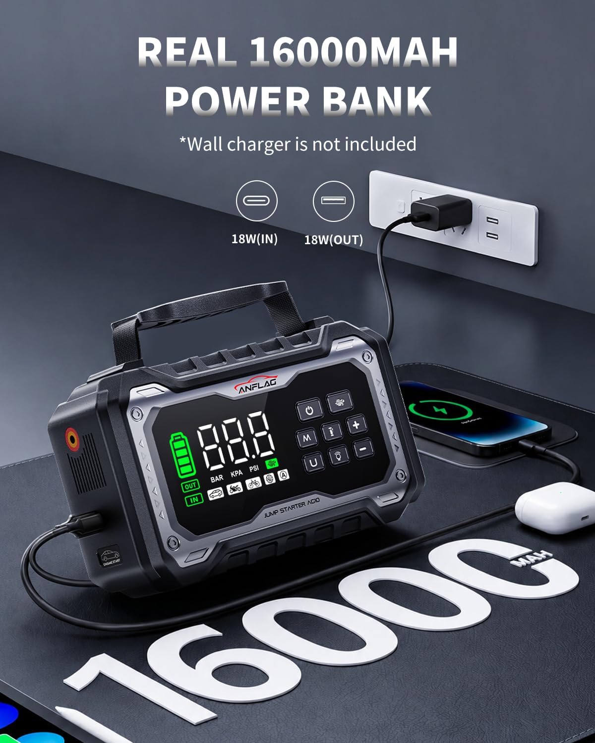 8000A Jump Starter Power Pack with Air Compressor